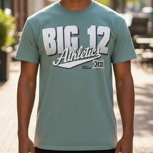 Comfort Wash Big 12 Athletics T-Shirt Sage Green Cotton Short Sleeve Graphic Tee